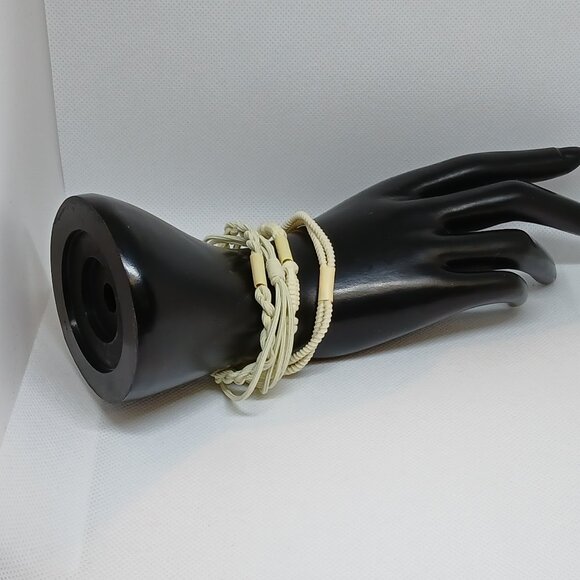 NWOT Set of 4 Cream Adjustable Braided String Bracelets Jewelry Accessories #12 - Picture 3 of 10